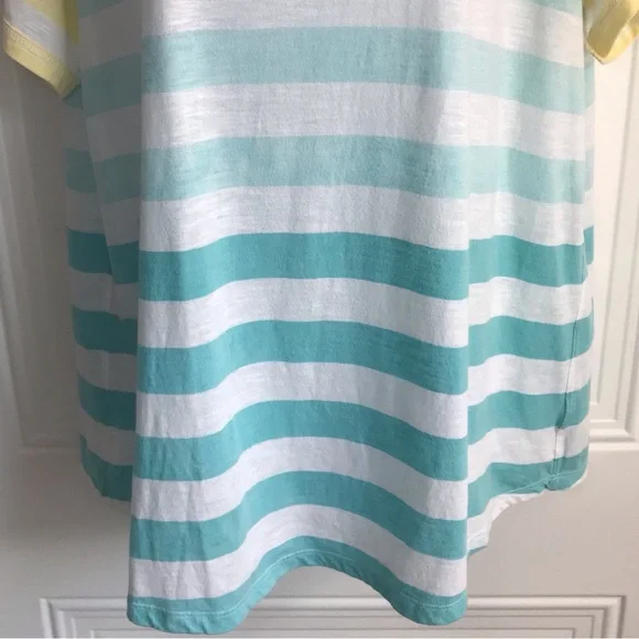 🔴 4/$15 a.n.a Yellow Teal White Stripe Short Sleeve Relaxed Fit T-Shirt size XL - Picture 8 of 14
